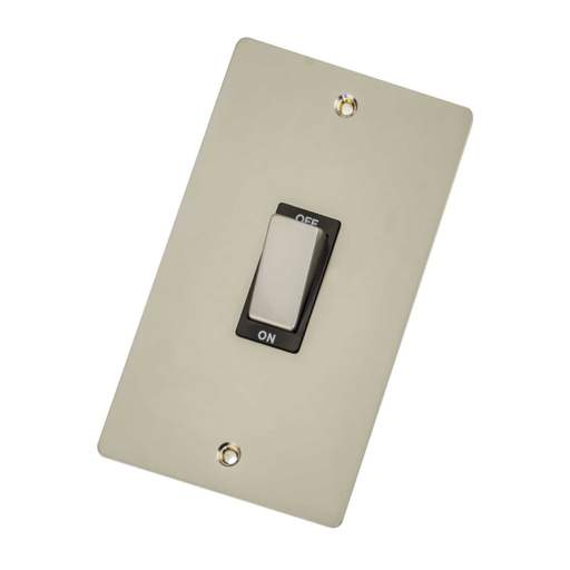 Scolmore Click Define 45A DP 2 Gang Vertical Switch Black Insert Pearl Nickel