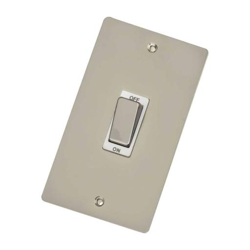 Scolmore Click Define 45A DP 2 Gang Vertical Switch White Insert Pearl Nickel