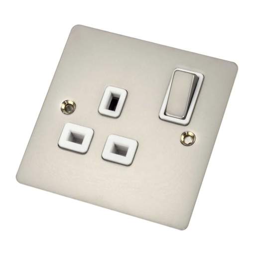 Scolmore Click Define 13A DP 1 Gang Switched Socket White Insert Pearl Nickel