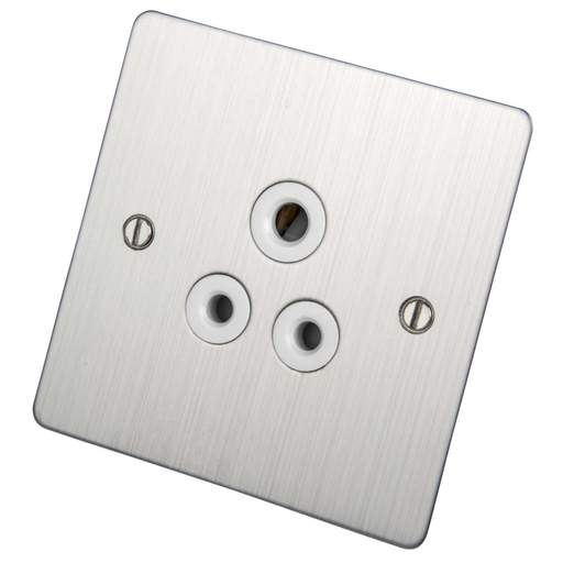 Scolmore Click Define 5A 1 Gang Unswitched Round Pin Socket White Insert Stainless Steel