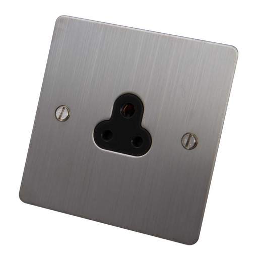 Scolmore Click Define 2A 1 Gang Unswitched Round Pin Socket Black Insert Stainless Steel