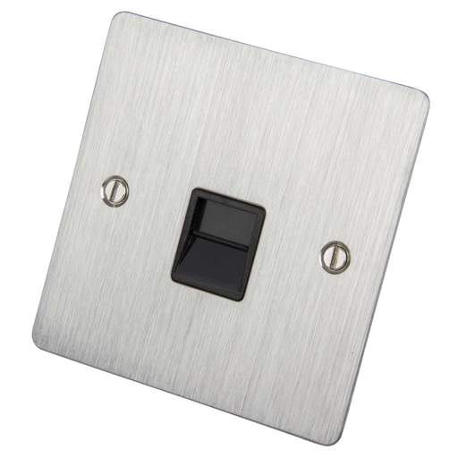 Scolmore Click Define 1 Gang Master Telephone Socket Black Insert Stainless Steel