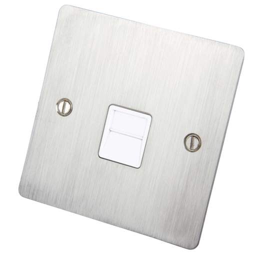 Scolmore Click Define 1 Gang Master Telephone Socket White Insert Stainless Steel