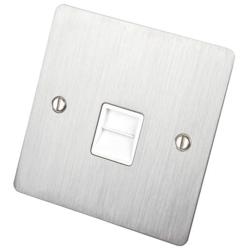 Scolmore Click Define 1 Gang Secondary Telephone Socket White Insert Stainless Steel