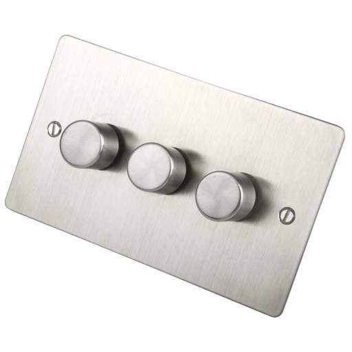 Scolmore Click Define 400W 3 Gang 2 Way Dimmer Switch Stainless Steel