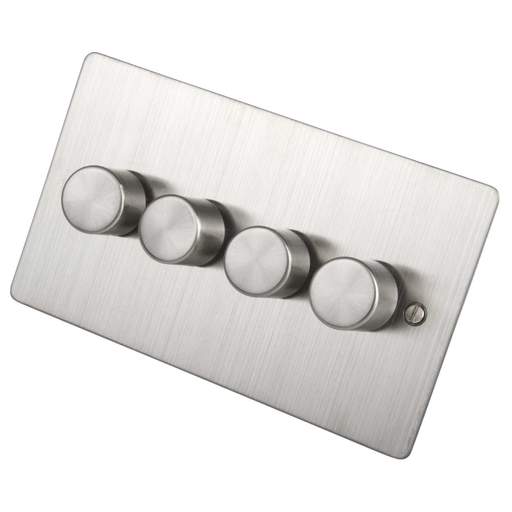 Scolmore Click Define 400W 4 Gang 2 Way Dimmer Switch Stainless Steel
