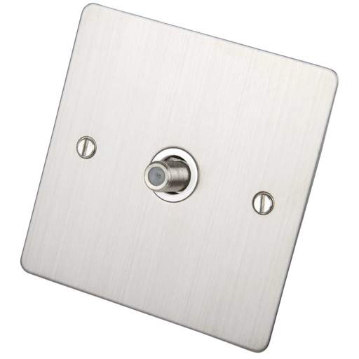 Scolmore Click Define 1 Gang Non Isolated Satellite Socket White Insert Stainless Steel