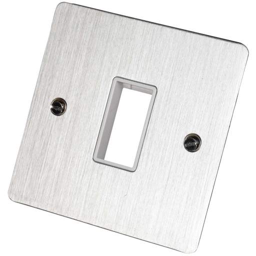 Scolmore Click Define 1 Gang 1 Minigrid Module Front Plate White Insert Stainless Steel