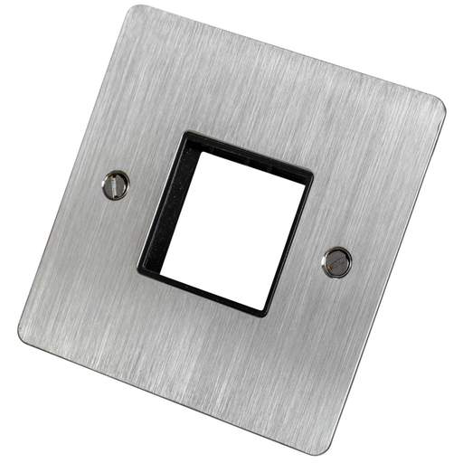 Scolmore Click Define 1 Gang 2 Minigrid Module Front Plate Black Insert Stainless Steel