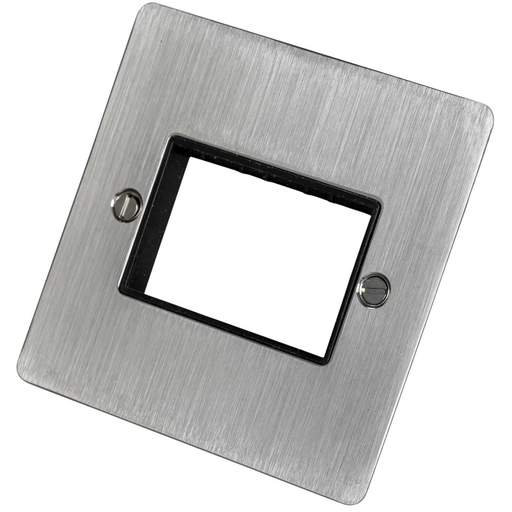 Scolmore Click Define 1 Gang 3 Minigrid Module Front Plate Black Insert Stainless Steel