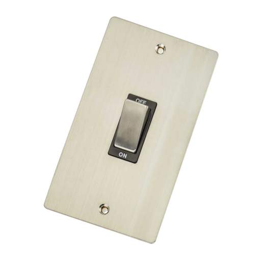 Scolmore Click Define 45A DP 2 Gang Vertical Switch Black Insert Stainless Steel