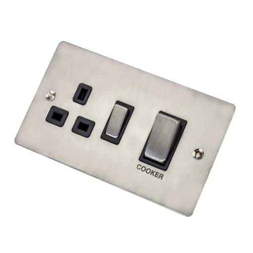 Scolmore Click Define 45A Cooker Control Unit Black Insert Stainless Steel