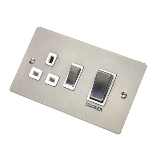 Scolmore Click Define 45A Cooker Control Unit White Insert Stainless Steel