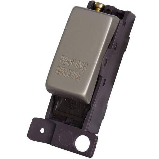 Scolmore Click Mini Grid 10A Double Pole Switch Module marked Washing Machine Pearl Nickel