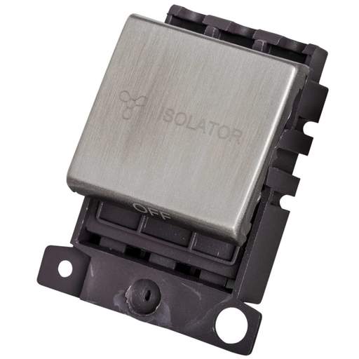 Scolmore Click Mini Grid 10A Triple Pole Fan Isolator Switch Module Stainless Steel