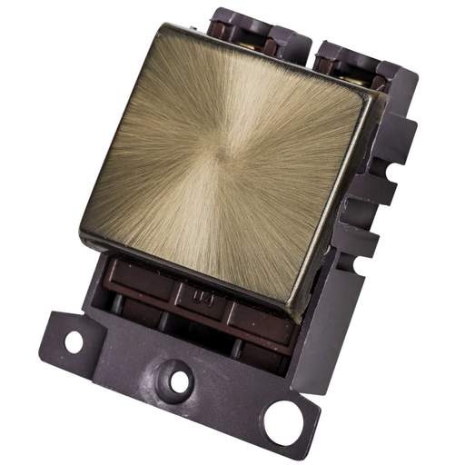 Scolmore Click Mini Grid 20A Double Pole Switch Module Antique Brass