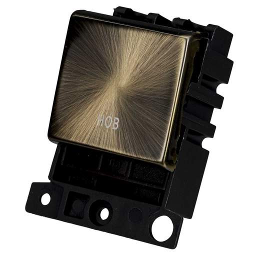 Scolmore Click Mini Grid 20A Double Pole Switch Module marked Hob Antique Brass