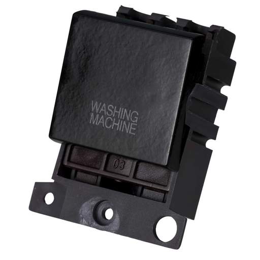 Scolmore Click Mini Grid 20A Double Pole Switch Module marked Washing Machine Black