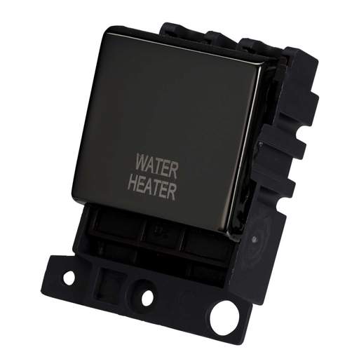 Scolmore Click Mini Grid 20A Double Pole Switch Module marked Water Heater Black Nickel