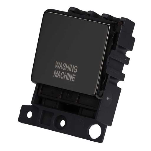 Scolmore Click Mini Grid 20A Double Pole Switch Module marked Washing Machine Black Nickel