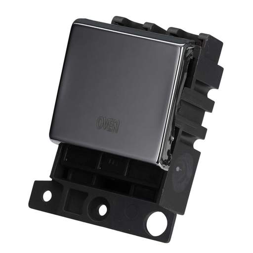 Scolmore Click Mini Grid 20A Double Pole Switch Module marked Oven Polished Chrome