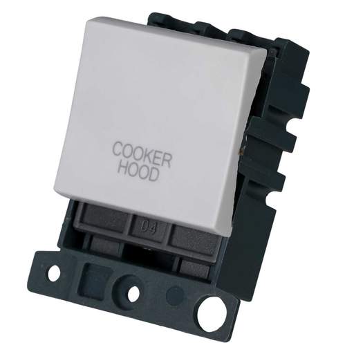 Scolmore Click Mini Grid 20A Double Pole Switch Module marked Cooker Hood Polar White