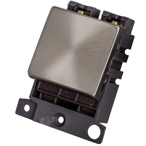 Scolmore Click Mini Grid 20A Double Pole Switch Module Satin Chrome