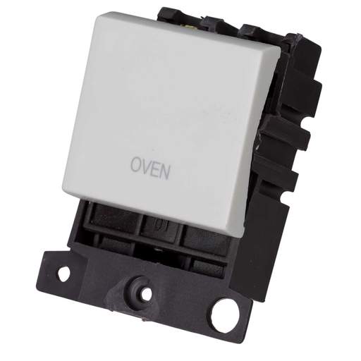 Scolmore Click Mini Grid 20A Double Pole Switch Module marked Oven White