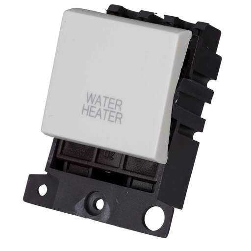 Scolmore Click Mini Grid 20A Double Pole Switch Module marked Water Heater White