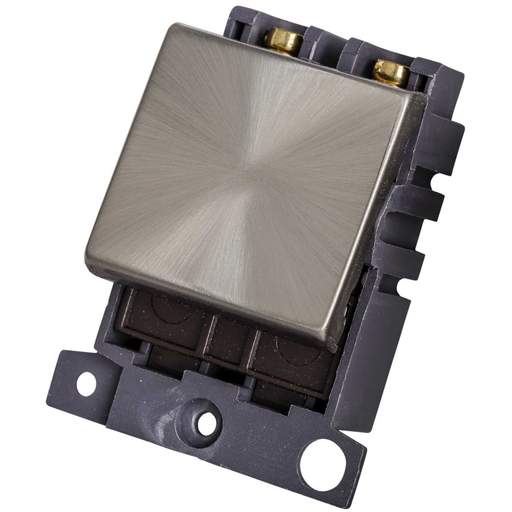 Scolmore Click Mini Grid 32A Double Pole Switch Module Brushed Steel