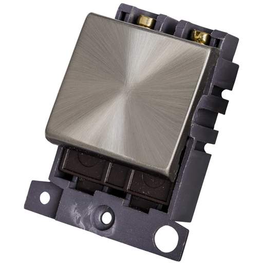 Scolmore Click Mini Grid 32A Double Pole Switch Module Satin Chrome