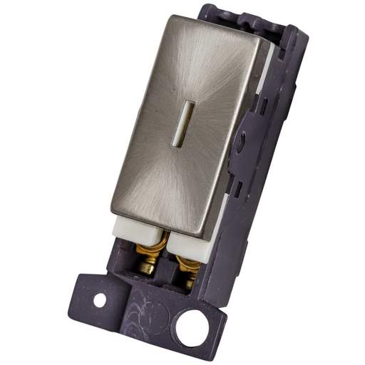 Scolmore Click Mini Grid 13A Double Pole Key Switch Module Brushed Steel