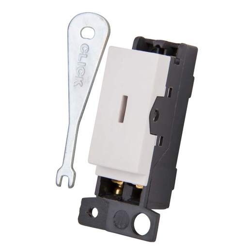 Scolmore Click Mini Grid 13A Double Pole Key Switch Module Polar White