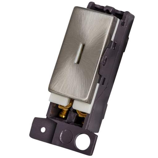 Scolmore Click Mini Grid 13A Double Pole Key Switch Module Satin Chrome