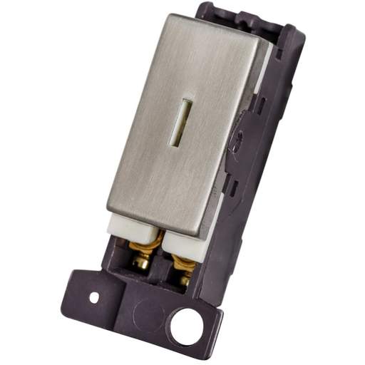 Scolmore Click Mini Grid 13A Double Pole Key Switch Module Stainless Steel