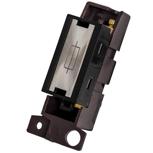Scolmore Click Mini Grid 13A Fuse Unit Black Insert Satin Chrome