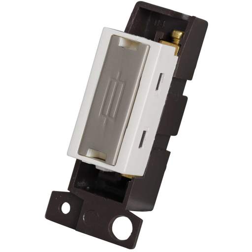 Scolmore Click Mini Grid 13A Fuse Unit White Insert Pearl Nickel