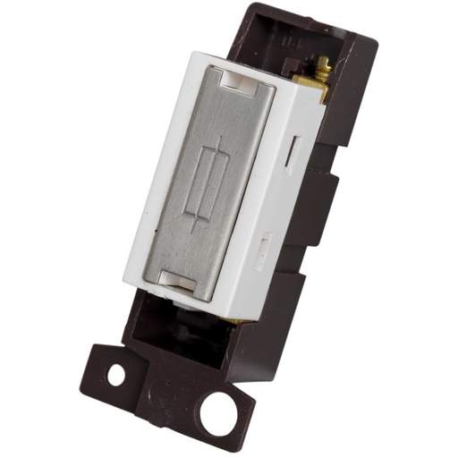 Scolmore Click Mini Grid 13A Fuse Unit White Insert Stainless Steel