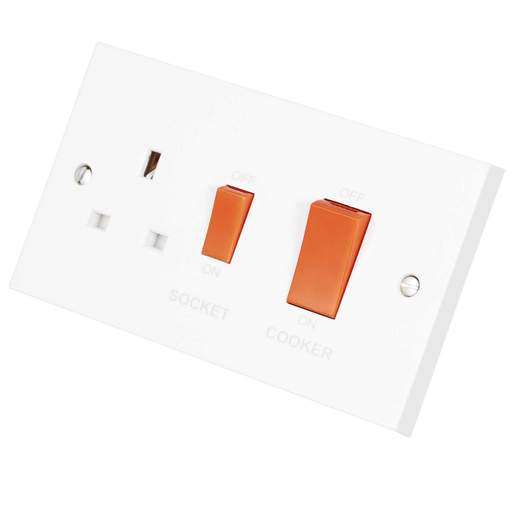 Scolmore Click Polar 45A DP Cooker Control Unit with Red Rocker White