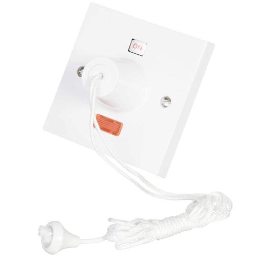 Scolmore Click Polar 45A DP Ceiling Pull Cord Switch with Neon White