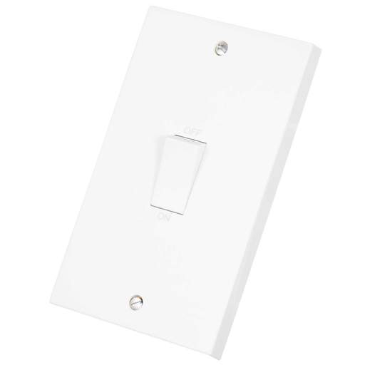 Scolmore Click Polar 45A DP 2 Gang Vertical Switch with White Rocker White