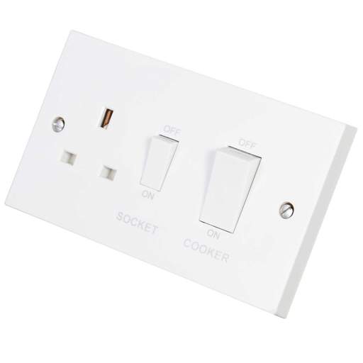Scolmore Click Polar 45A DP Cooker Control Unit with White Rocker White