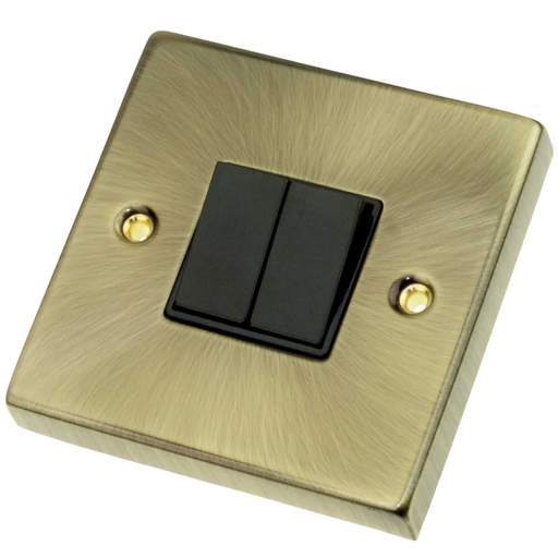 Scolmore Click Deco 10A 2 Gang 2 Way Switch Black Insert Antique Brass