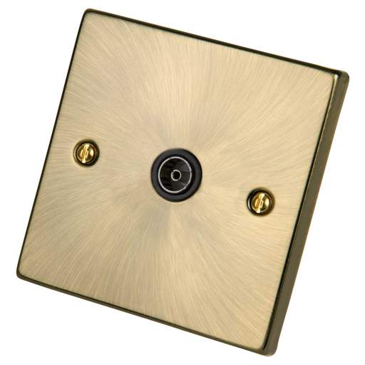 Scolmore Click Deco 1 Gang  Non-Isolated Co-axial Socket with Black Insert Antique Brass