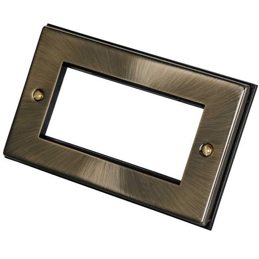 Scolmore Click New Media 2 Gang 4 Euro Module Front Plate Antique Brass