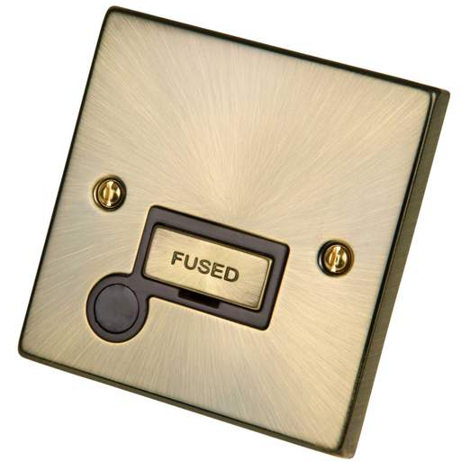 Scolmore Click Deco 13A Unswitched Fused Spur with Flex Outlet Metal / Black Insert Antique Brass