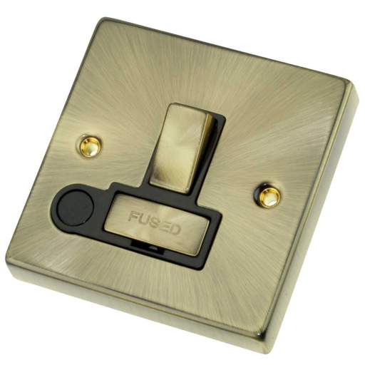 Scolmore Click Deco 13A Switched Fused Spur with Flex Outlet Metal / Black Insert Antique Brass