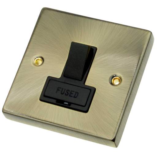 Scolmore Click Deco 13A DP Switched Fused Spur Black Insert Antique Brass