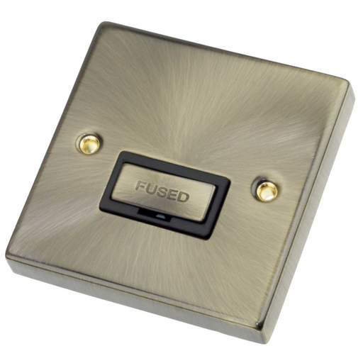 Scolmore Click Deco 13A Unswitched Fused Spur Metal / Black Insert Antique Brass