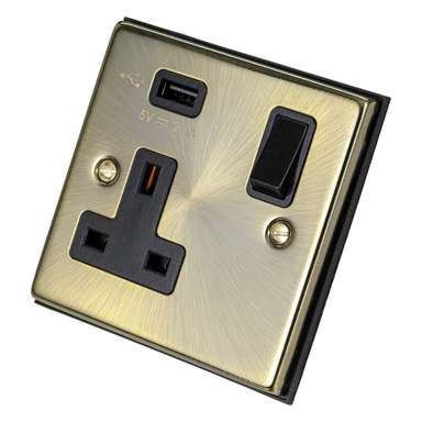 Vpab Usb Socket Scolmore Click Deco 13A 1 Gang Switched Socket with USB Outlet Black ...